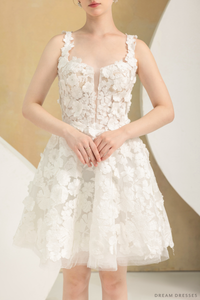 Mini Couture Dress with 3D Floral Lace (#VAVI) - Dream Dresses by P.M.N.