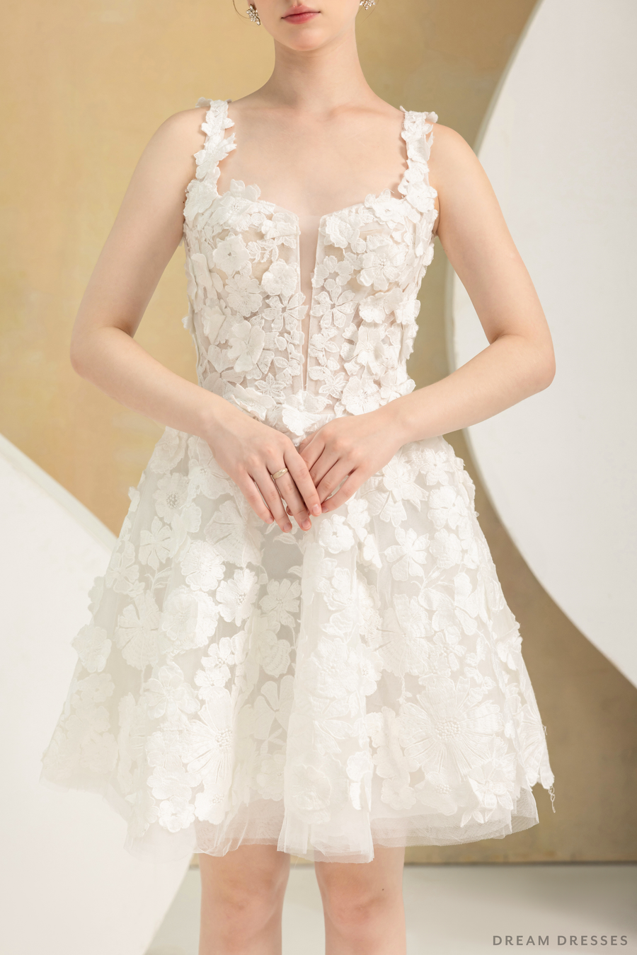 Mini Couture Dress with 3D Floral Lace (#VAVI) - Dream Dresses by P.M.N.