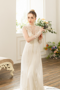 Long Sleeves Bridal Cape with Couture Lace (#SOPHIE) - Dream Dresses by P.M.N.