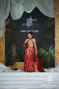 Red Phoenix Embroidered Modern Bridal Ao Dai (#XICHPHUONG) - Dream Dresses by P.M.N.