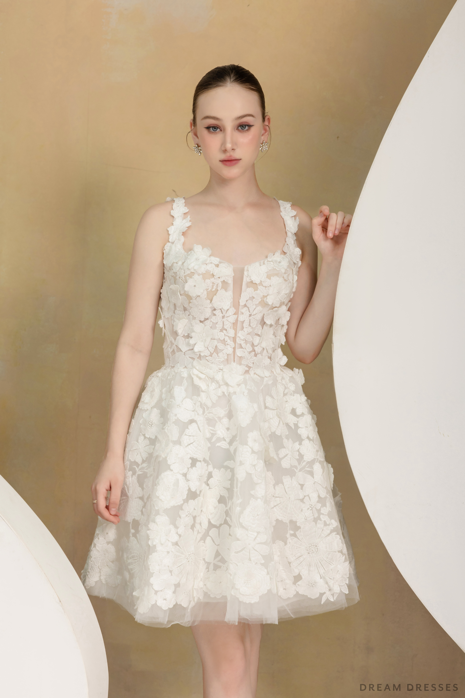 Mini Couture Dress with 3D Floral Lace (#VAVI) - Dream Dresses by P.M.N.