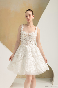 Mini Couture Dress with 3D Floral Lace (#VAVI) - Dream Dresses by P.M.N.