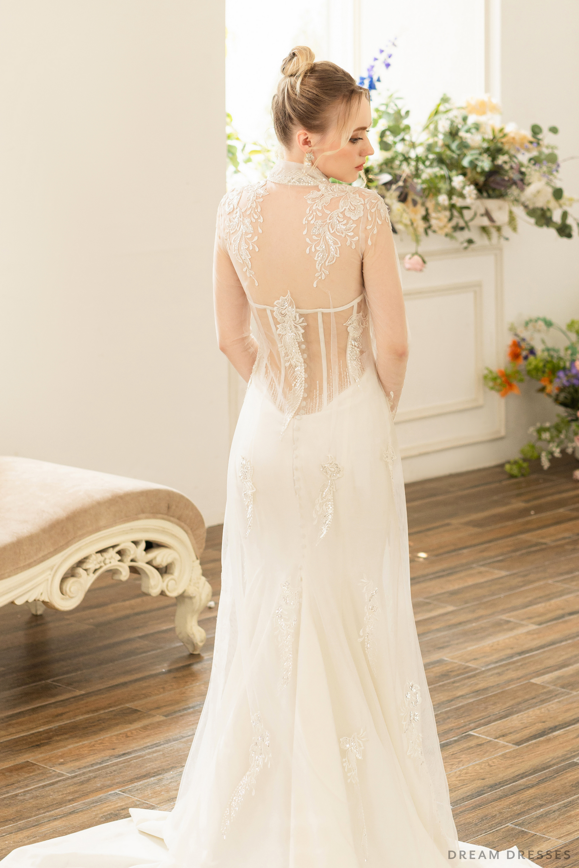 Long Sleeves Bridal Cape with Couture Lace (#SOPHIE) - Dream Dresses by P.M.N.