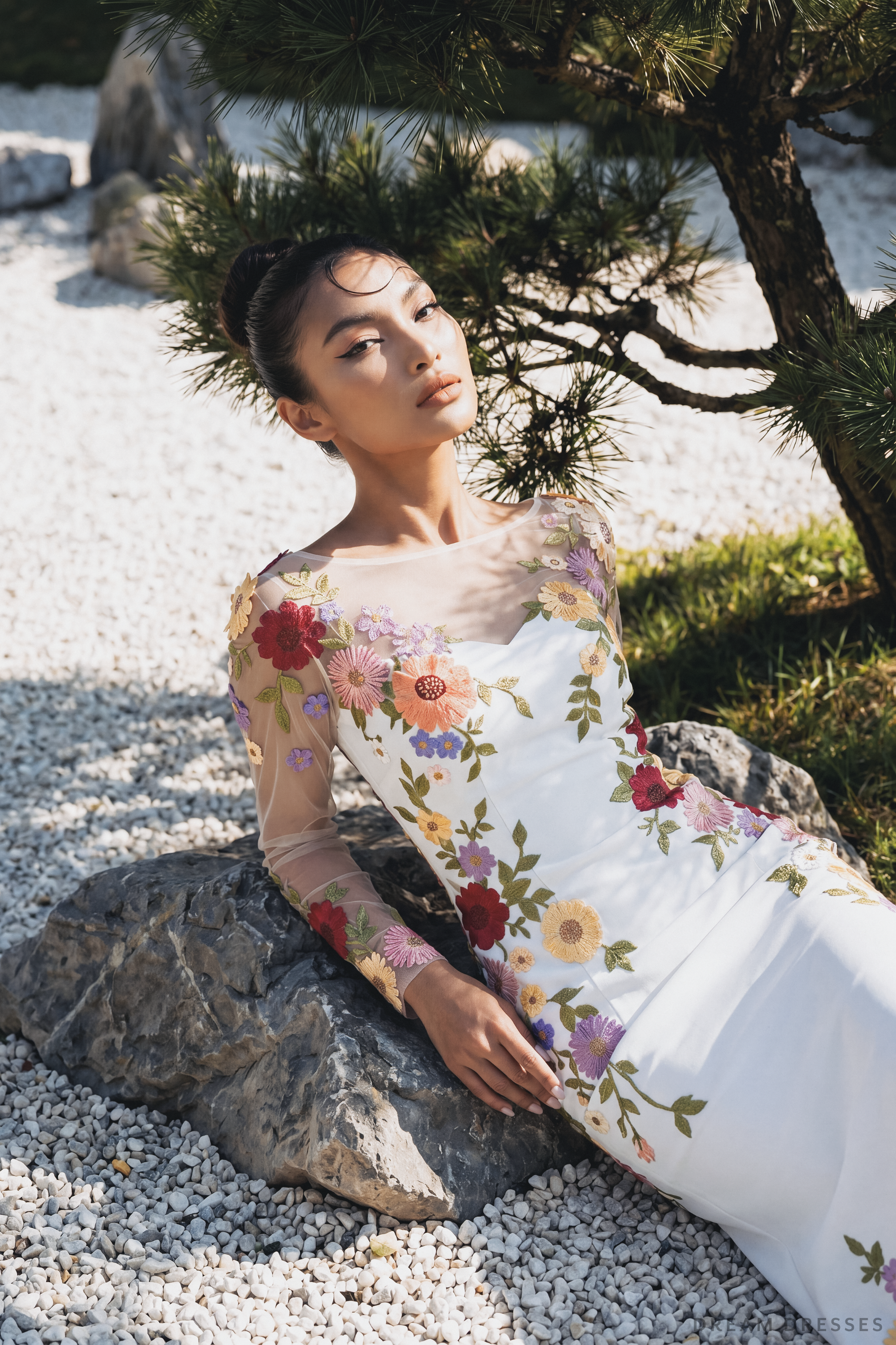 Floral Embroidered Long Sleeve Gown (#YULISA)