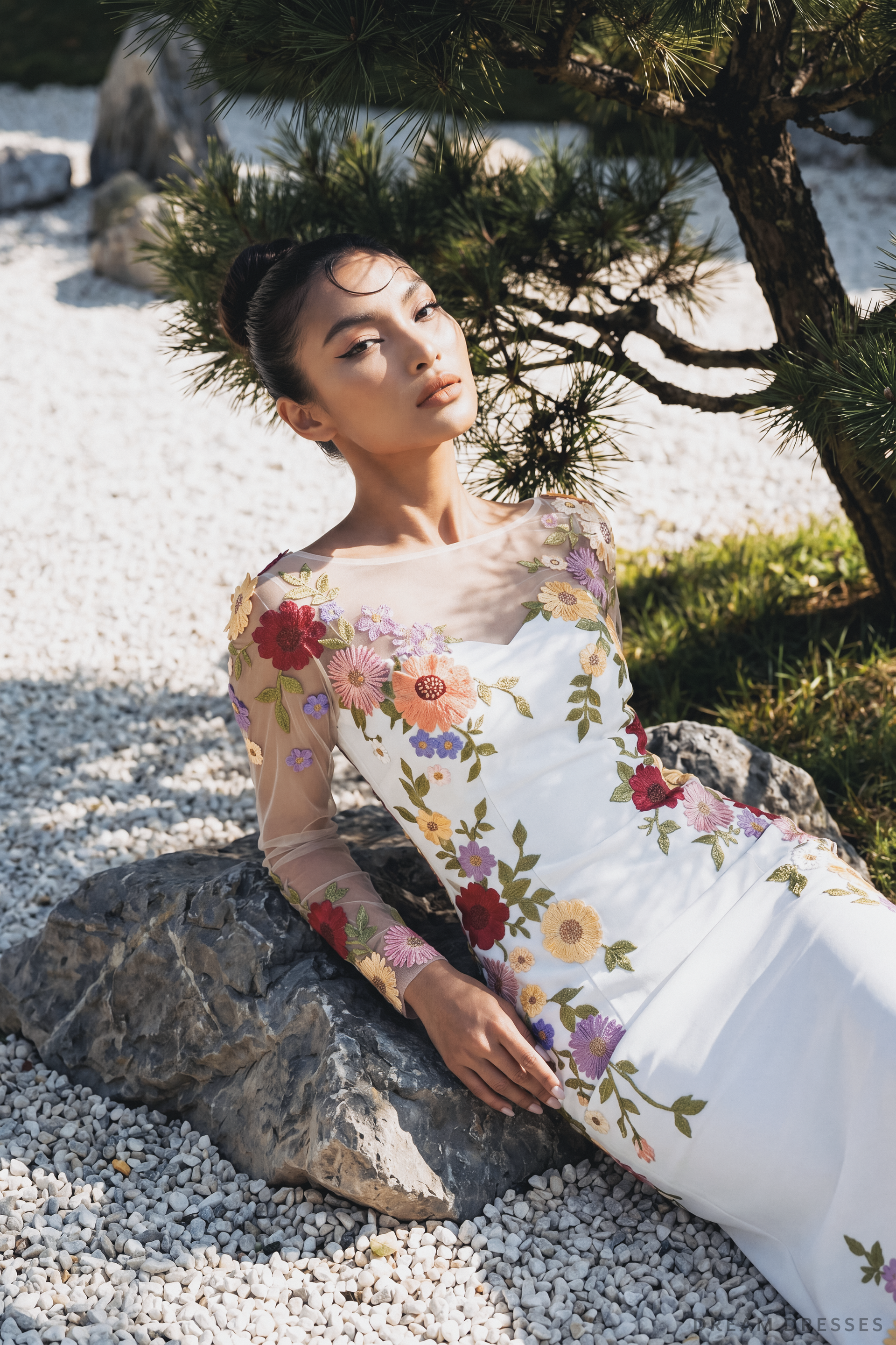 Floral Embroidered Long Sleeve Gown (#YULISA) - Dream Dresses by P.M.N.