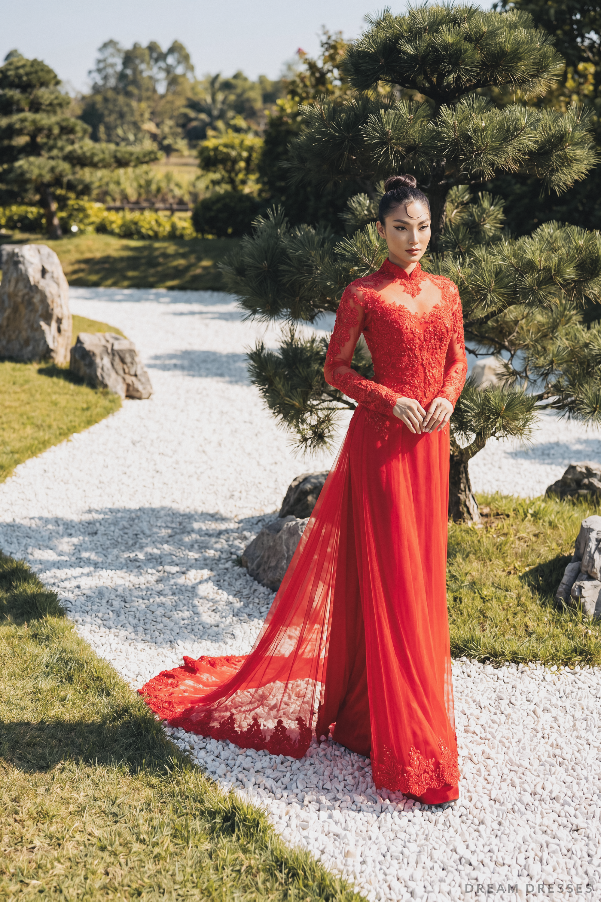 Red Bridal Ao Dai | Modern Vietnamese Bridal Dress (#VELORA)