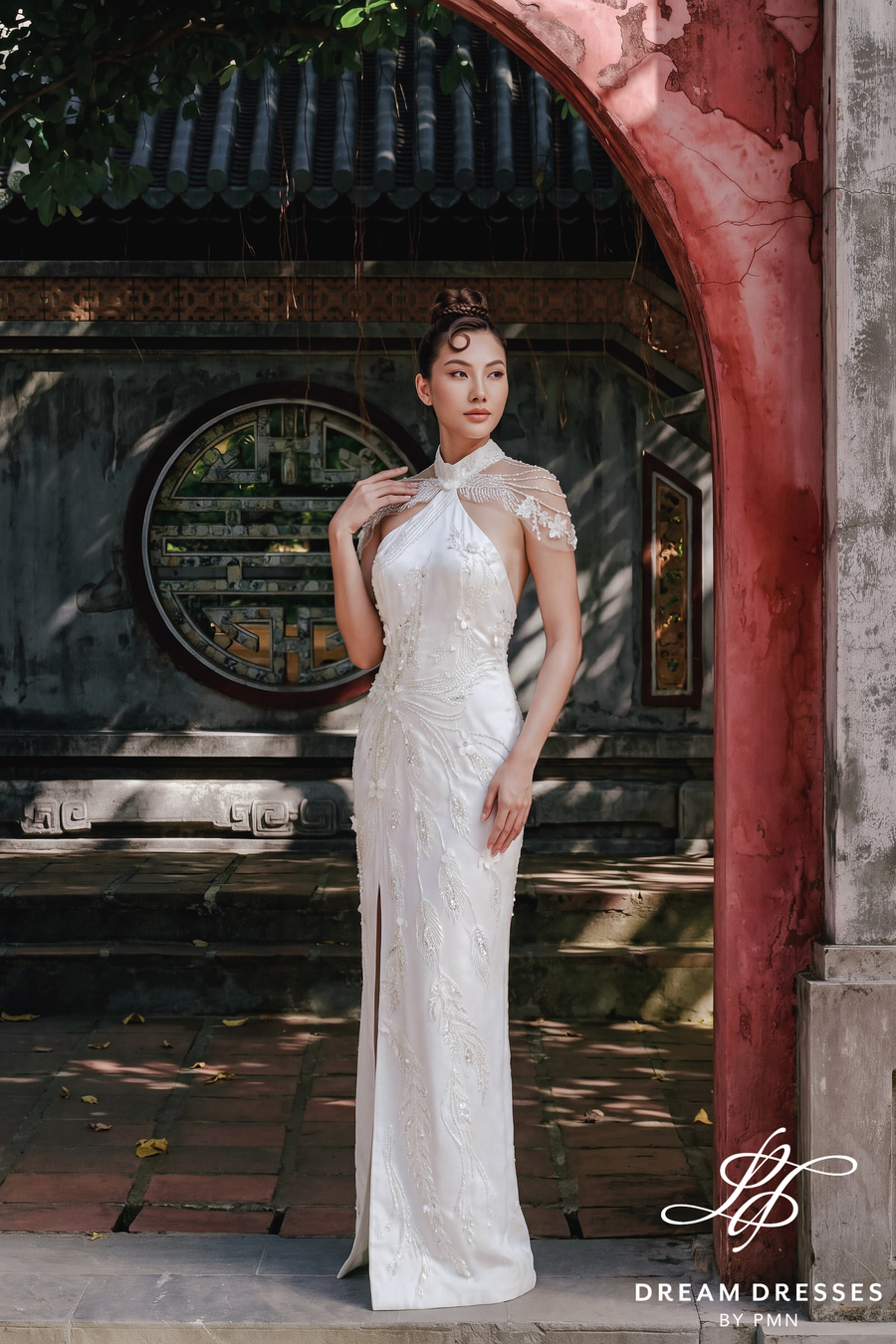 Light Ivory Modern Cheongsam Bridal Dress (#NIAN) - Dream Dresses by P.M.N.