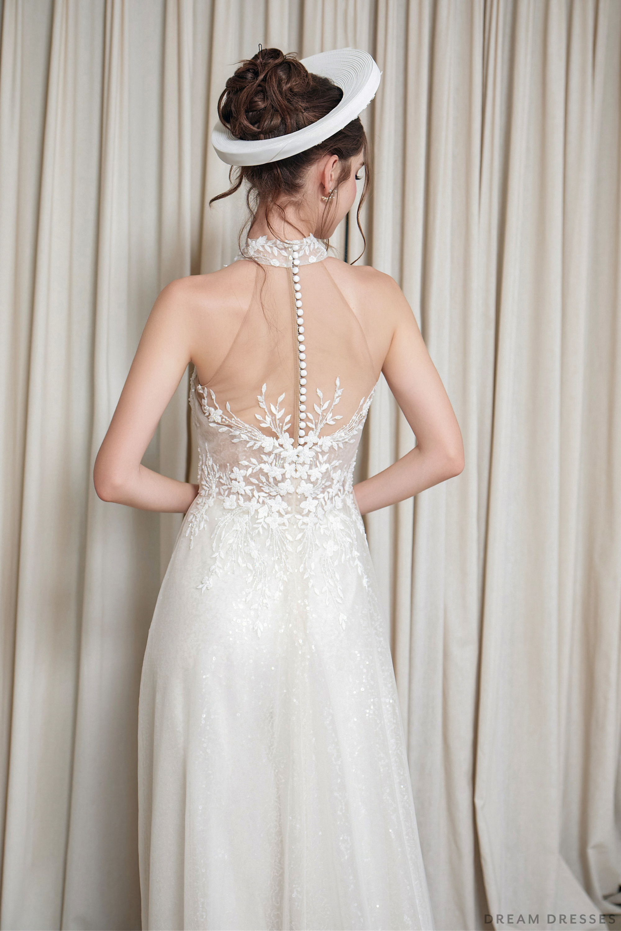 White Bridal Ao Dai | Vietnamese Modern Bridal Dress (#ALINE)