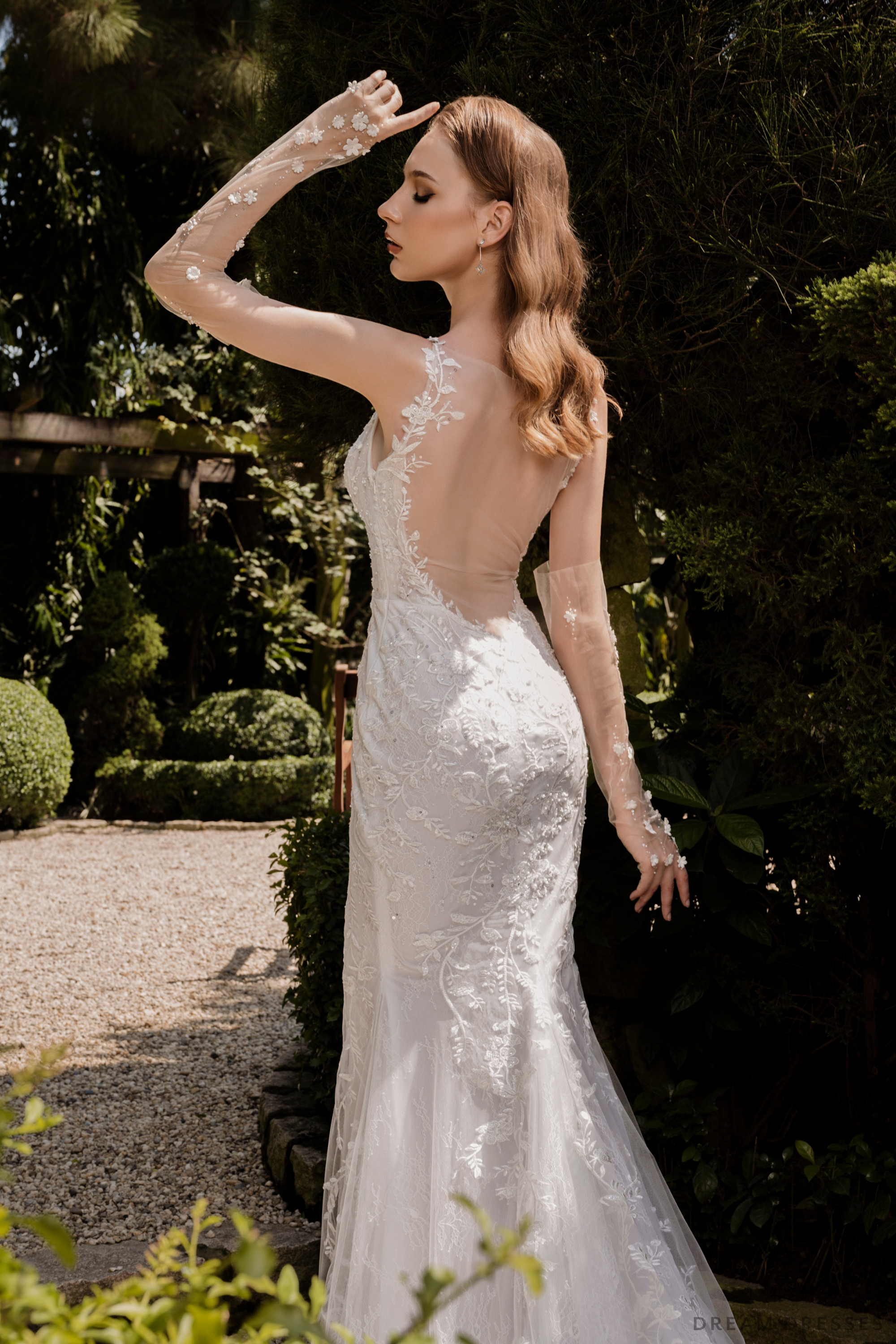 Couture Lace Wedding Dress with Detachable Sleeves (#CATELINE)