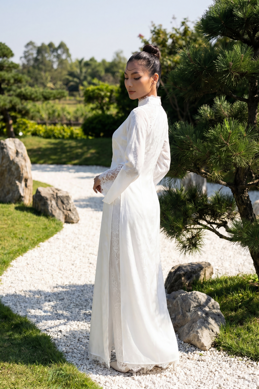 Ao Dai Overcoat | Vietnamese Bridal Cape (#ELYSIAN) - Dream Dresses by P.M.N.