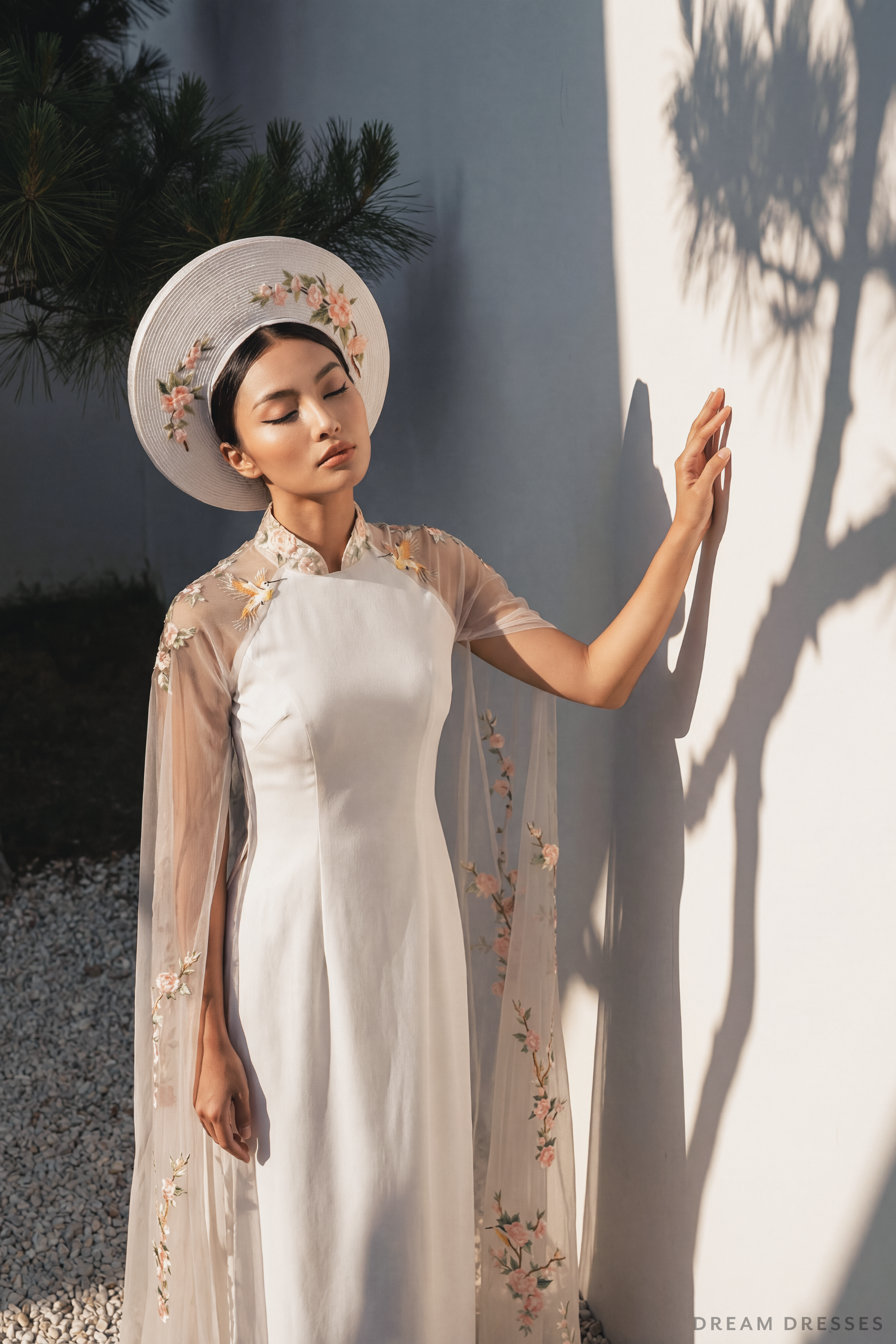 White Ao Dai Hat | Vietnamese Bridal Hat (#MYA)