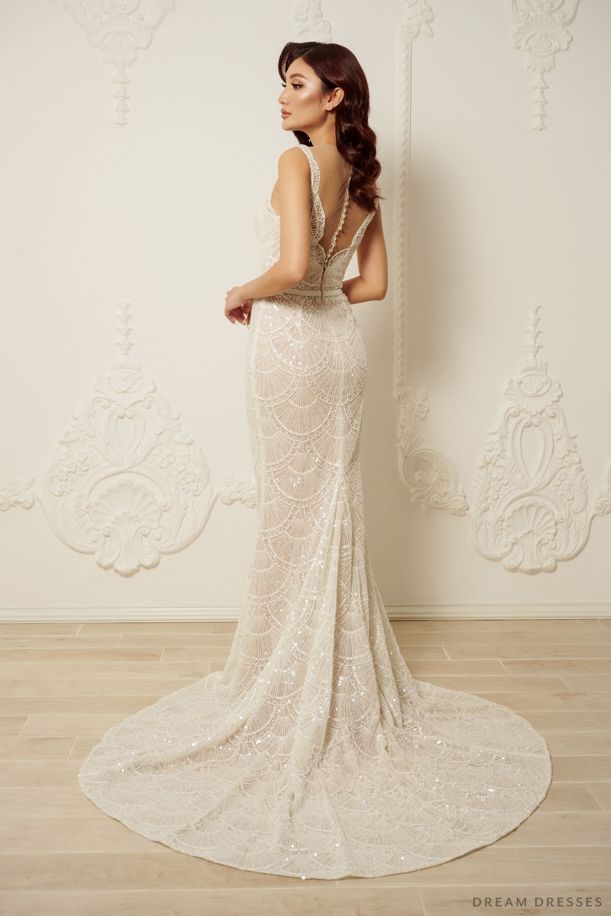 Mermaid Wedding Dress with Beaded Couture Lace (#ARABELLA)