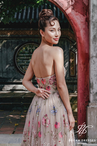 Fully Floral Lace  Wedding Dress with Corset (#SAN)