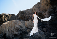 Lace Halter Bridal Gown with Long Scarf (#BREEZE)