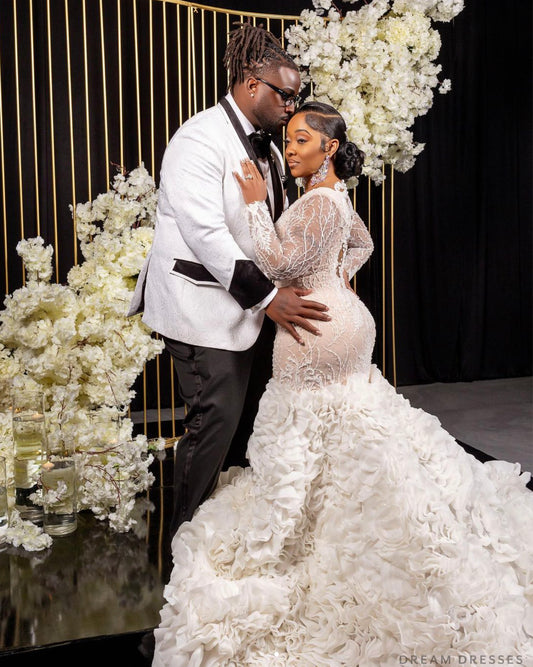 Mermaid Wedding Dress with Big Detachable Ruffle Bottom (#NADEEN) - Dream Dresses by P.M.N.