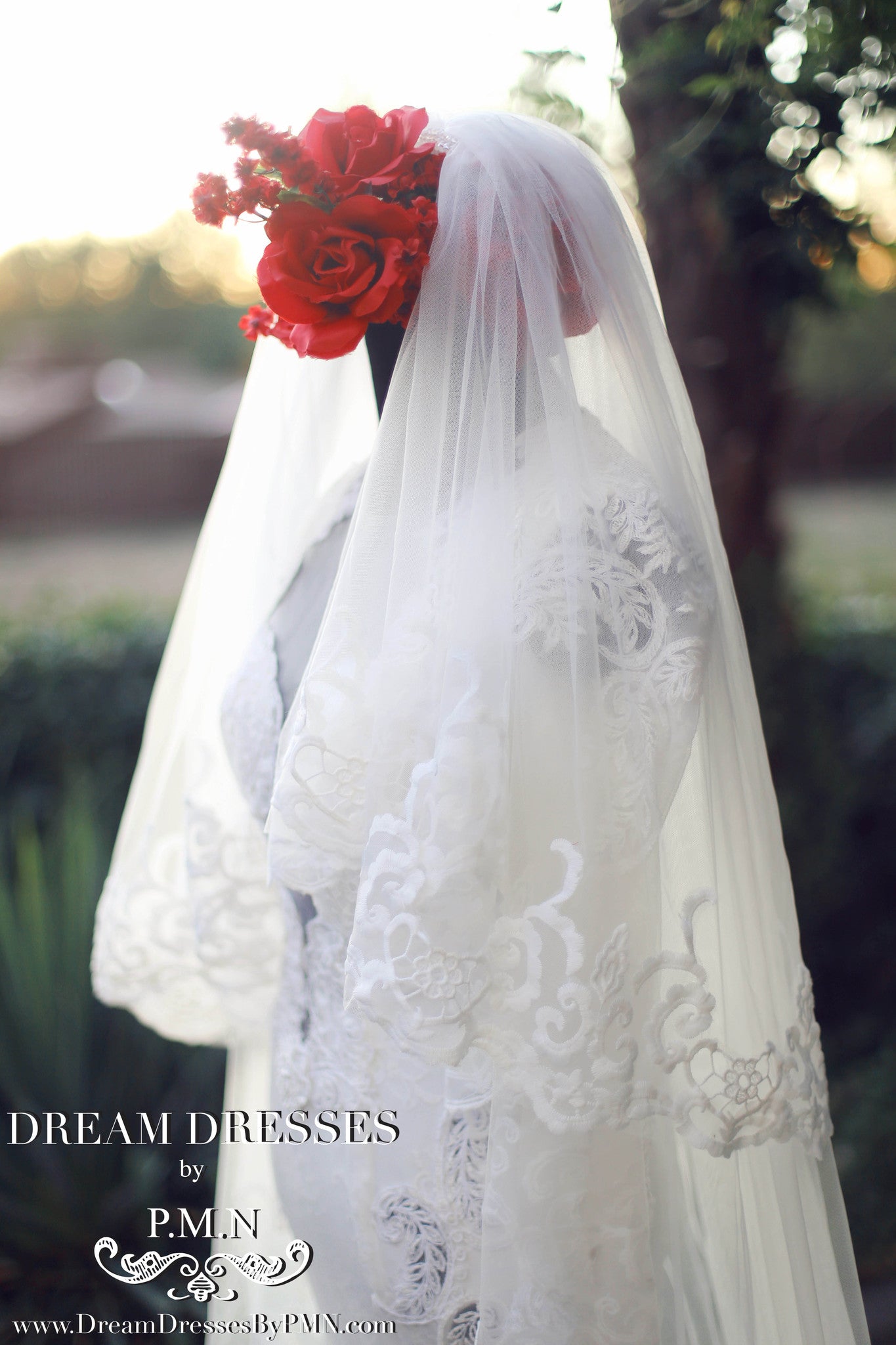 Two-Layer Lace Cathedral Wedding Veil  (#PB201) - Dream Dresses by P.M.N
 - 6