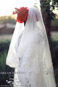 Two-Layer Lace Cathedral Wedding Veil  (#PB201) - Dream Dresses by P.M.N
 - 6