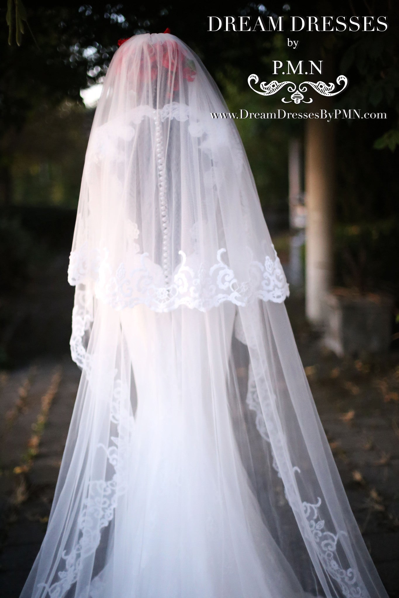 Two-Layer Lace Cathedral Wedding Veil  (#PB201) - Dream Dresses by P.M.N
 - 8