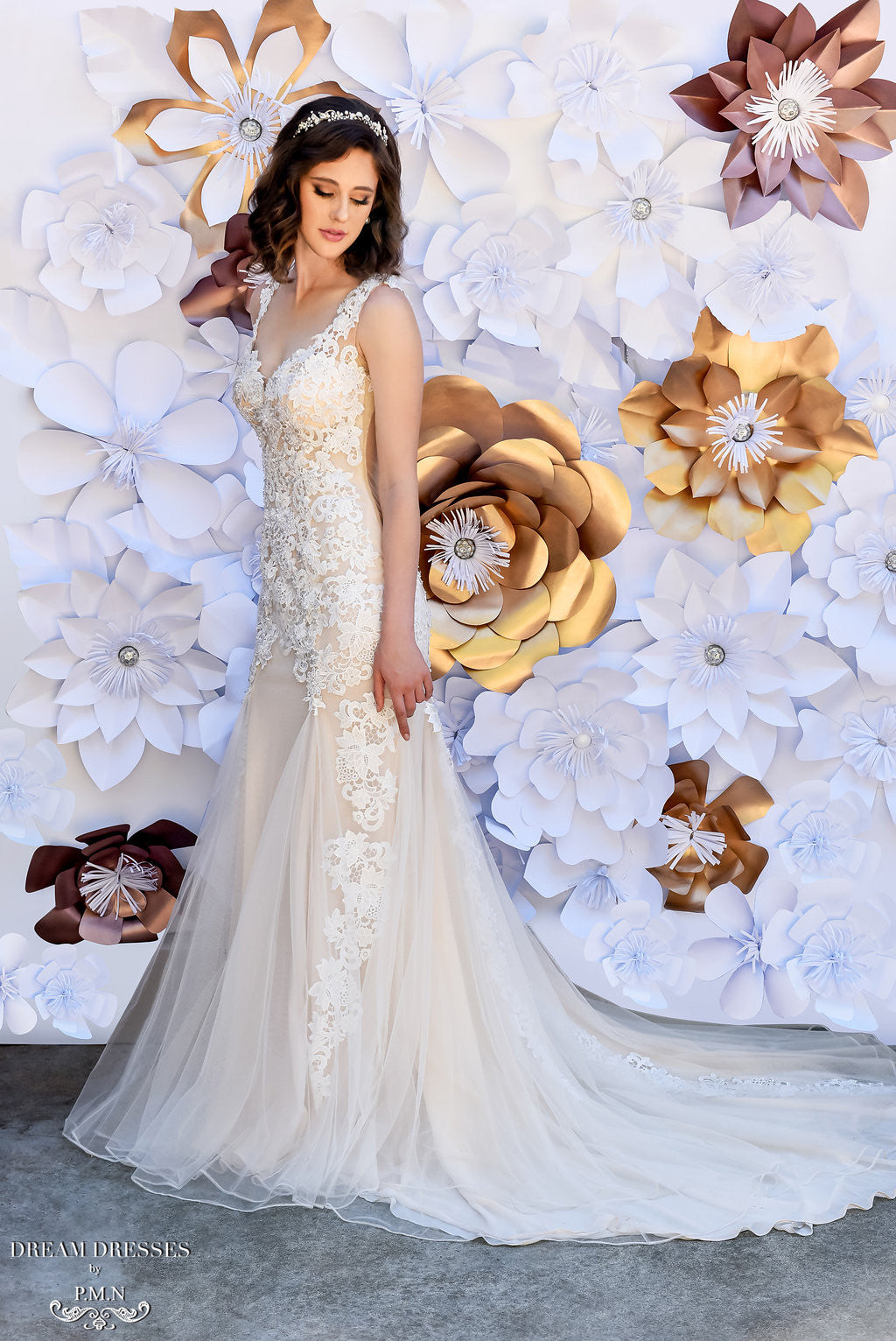 Asymmetrical Sheer Back Wedding Dress (#Jessica) - Dream Dresses by P.M.N
 - 1
