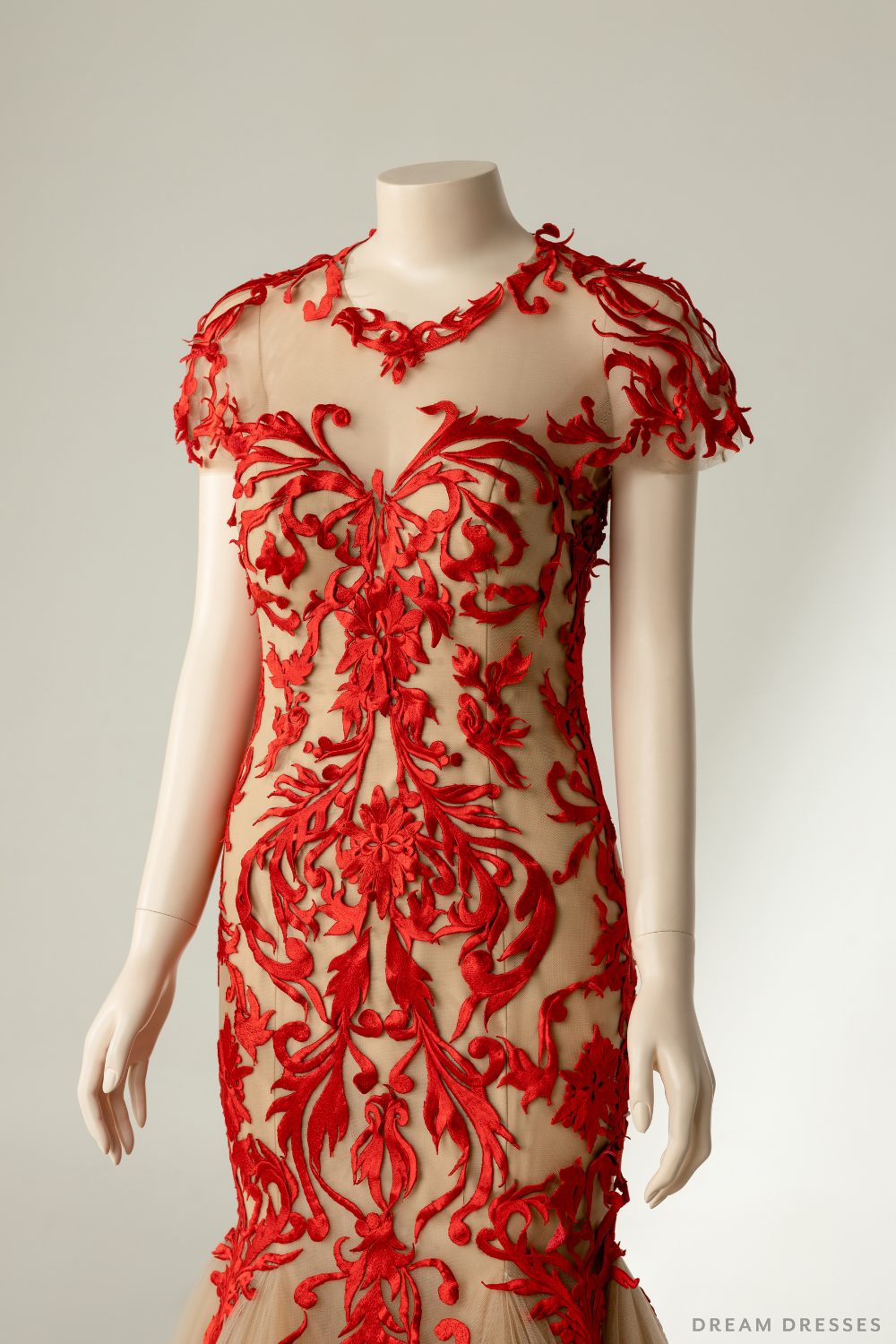 Couture Red Mermaid Wedding Gown with Embroidery (#ERINA) - Dream Dresses by P.M.N.