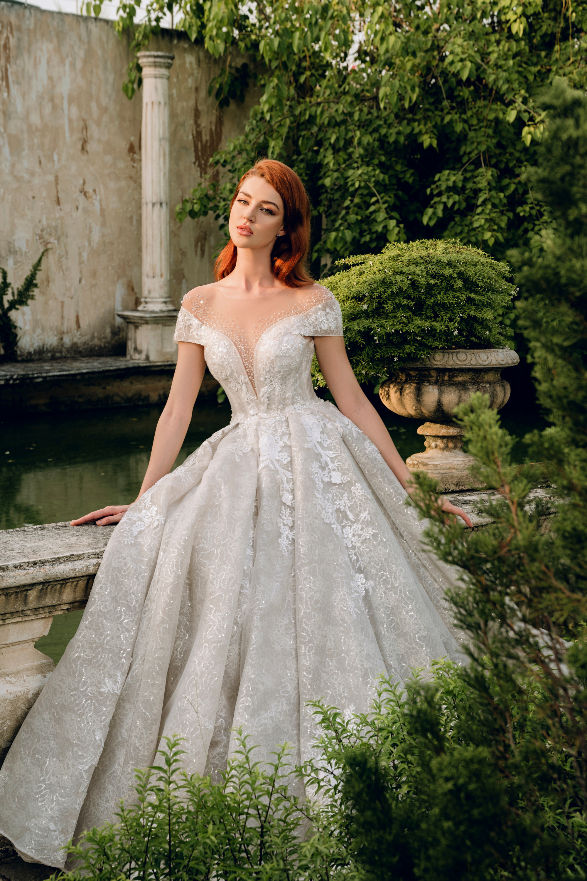 Illusion ball gown wedding dress outlet
