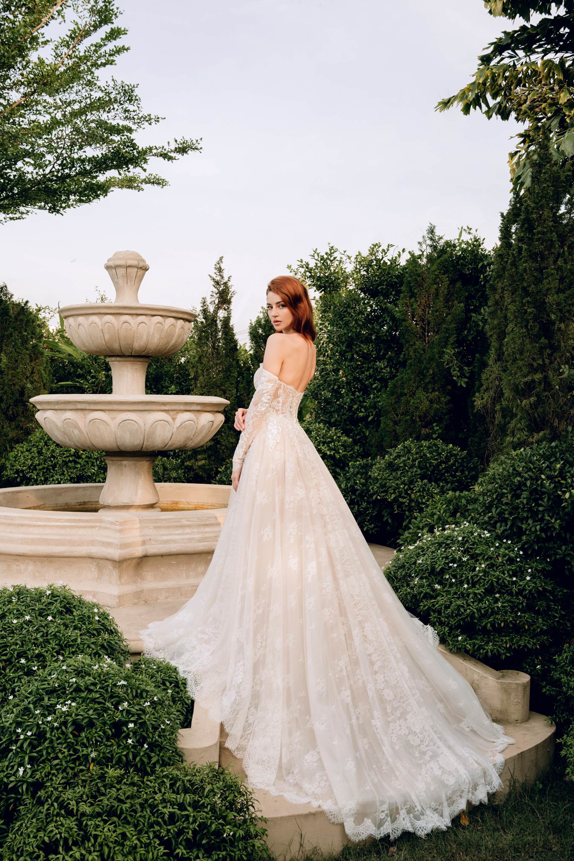 Strapless Lace Ball Gown with Detachable Sleeves (#DANIELA) - Dream Dresses by P.M.N.