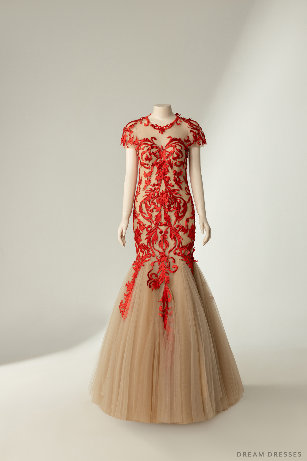 Couture Red Mermaid Wedding Gown with Embroidery (#ERINA)