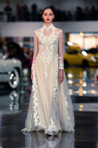 White Bridal Ao Dai | Vietnamese Lace Bridal Dress (#CINDA) - Dream Dresses by P.M.N.