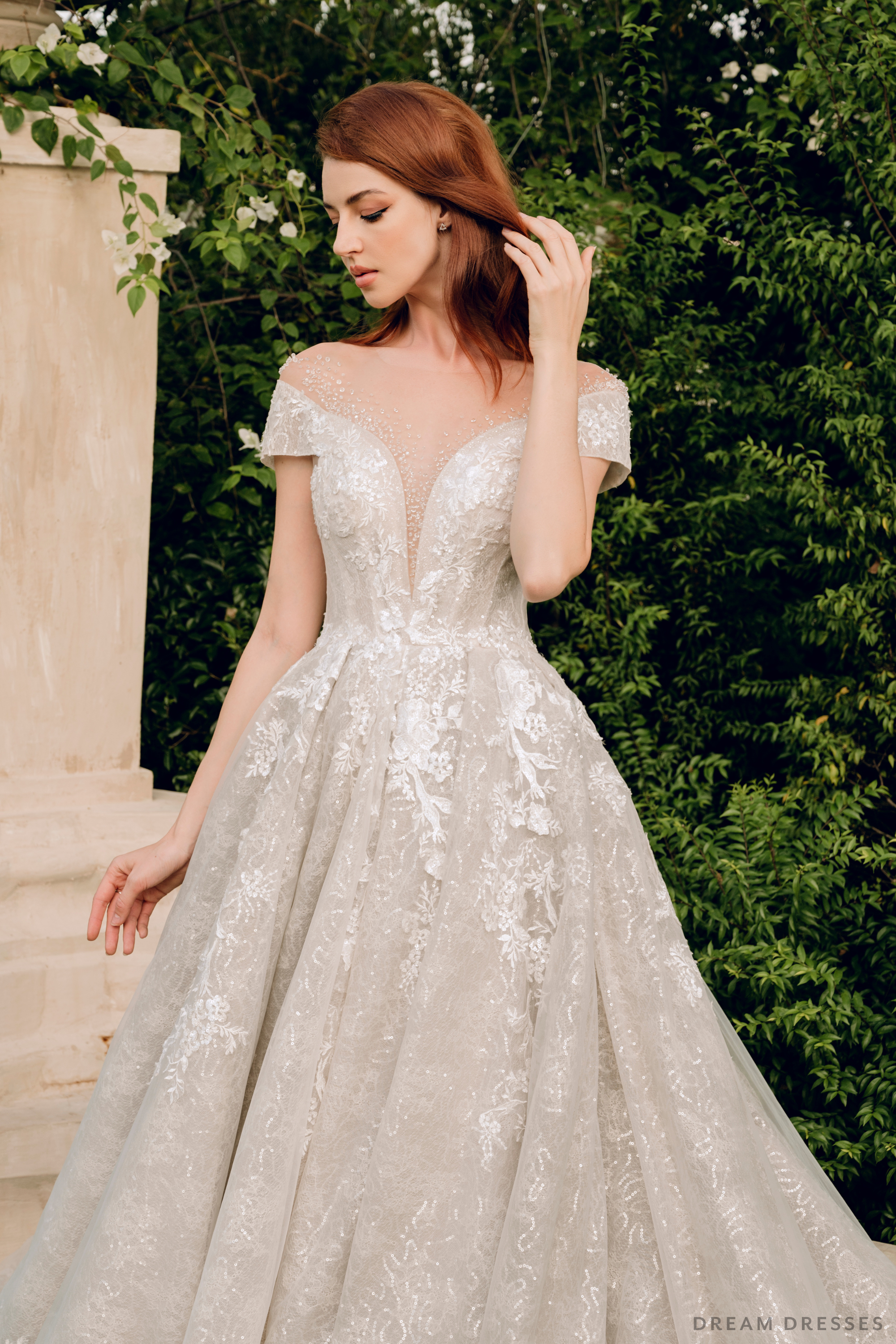 Illusion Neckline Ball Gown Wedding Dress (#VENEZIA)