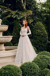Strapless Lace Ball Gown with Detachable Sleeves (#DANIELA) - Dream Dresses by P.M.N.