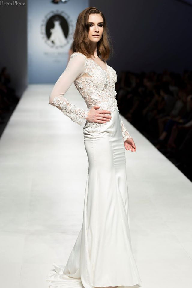 Modern Long Sleeve Wedding Dress (#SS16101) - Dream Dresses by P.M.N
 - 5
