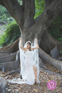 Split Wedding Dress With All Over Lace (Style # PB137) - Dream Dresses by P.M.N
 - 5