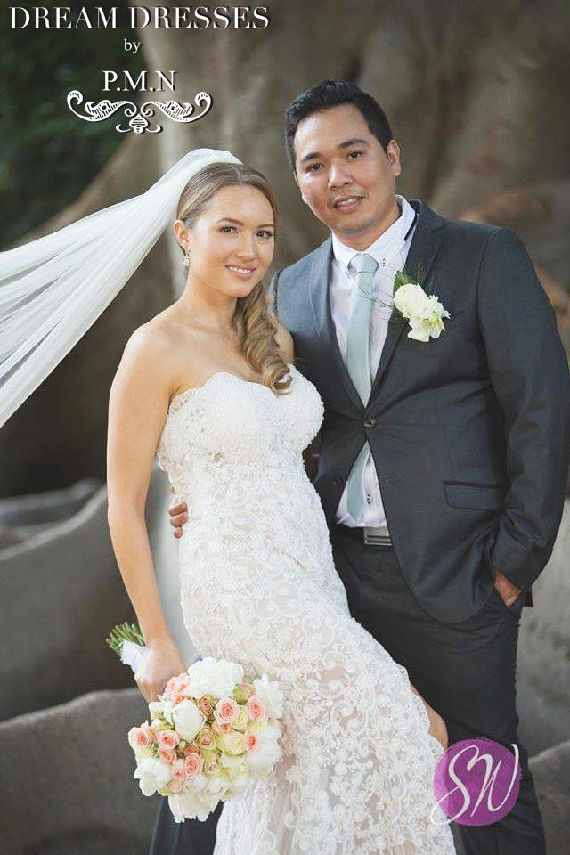 Split Wedding Dress With All Over Lace (Style # PB137) - Dream Dresses by P.M.N
 - 7