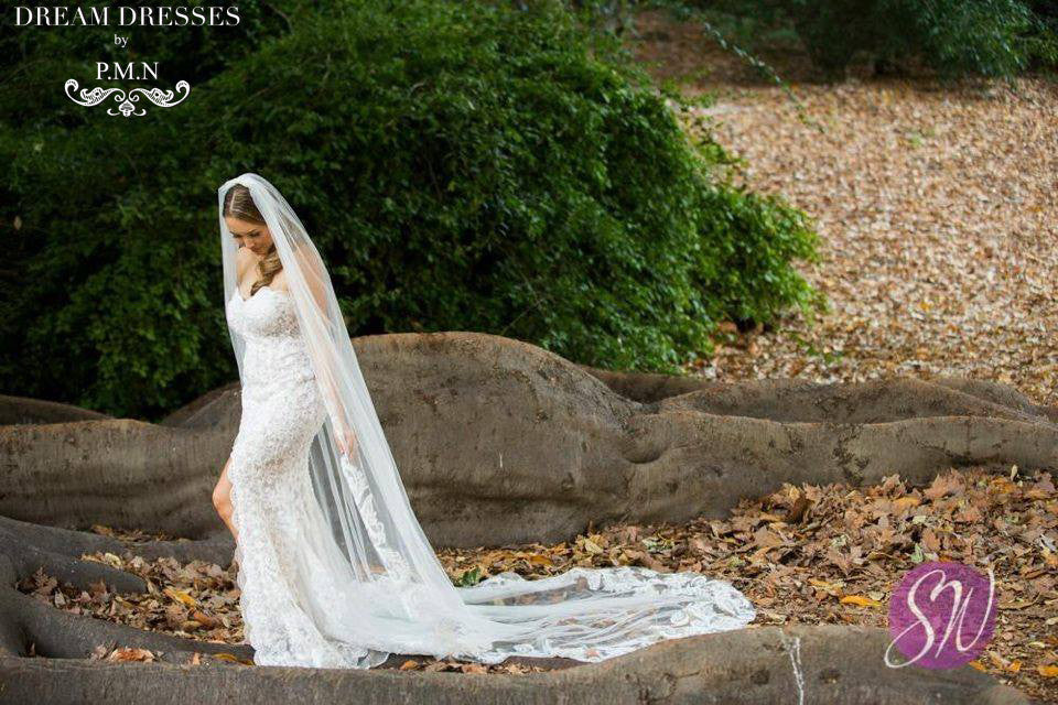 Split Wedding Dress With All Over Lace (Style # PB137) - Dream Dresses by P.M.N
 - 8