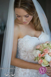 Split Wedding Dress With All Over Lace (Style # PB137) - Dream Dresses by P.M.N
 - 9