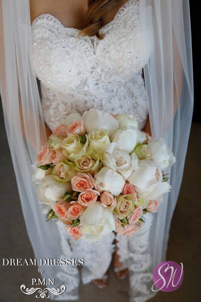Split Wedding Dress With All Over Lace (Style # PB137) - Dream Dresses by P.M.N
 - 10