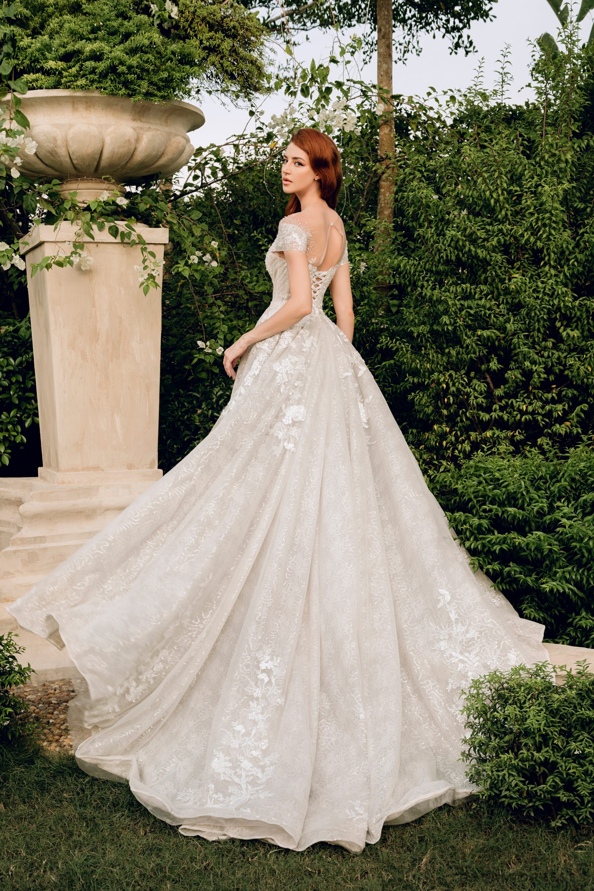 Illusion Neckline Ball Gown Wedding Dress (#VENEZIA) - Dream Dresses by P.M.N.