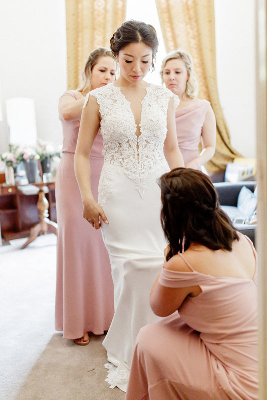Crepe and Lace Wedding Dress (#Jeanna) - Dream Dresses by P.M.N.