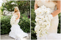 Blush Tiered Trumpet Wedding Dress (#Tisha) - Dream Dresses by P.M.N.