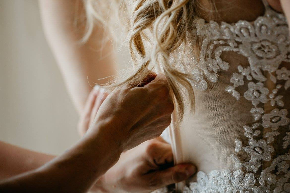 Blush Tiered Trumpet Wedding Dress (#Tisha) - Dream Dresses by P.M.N.