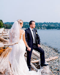 Waltz Length Veil with Lace Appliqué (#Alysia) - Dream Dresses by P.M.N.
