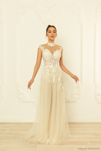 White Bridal Ao Dai | Modern Vietnamese Bridal Dress (#MEADOW) - Dream Dresses by P.M.N.