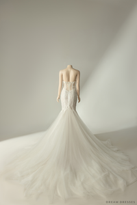 Couture Mermaid Wedding Dress with Sheer Back (#CALISTA) - Dream Dresses by P.M.N.