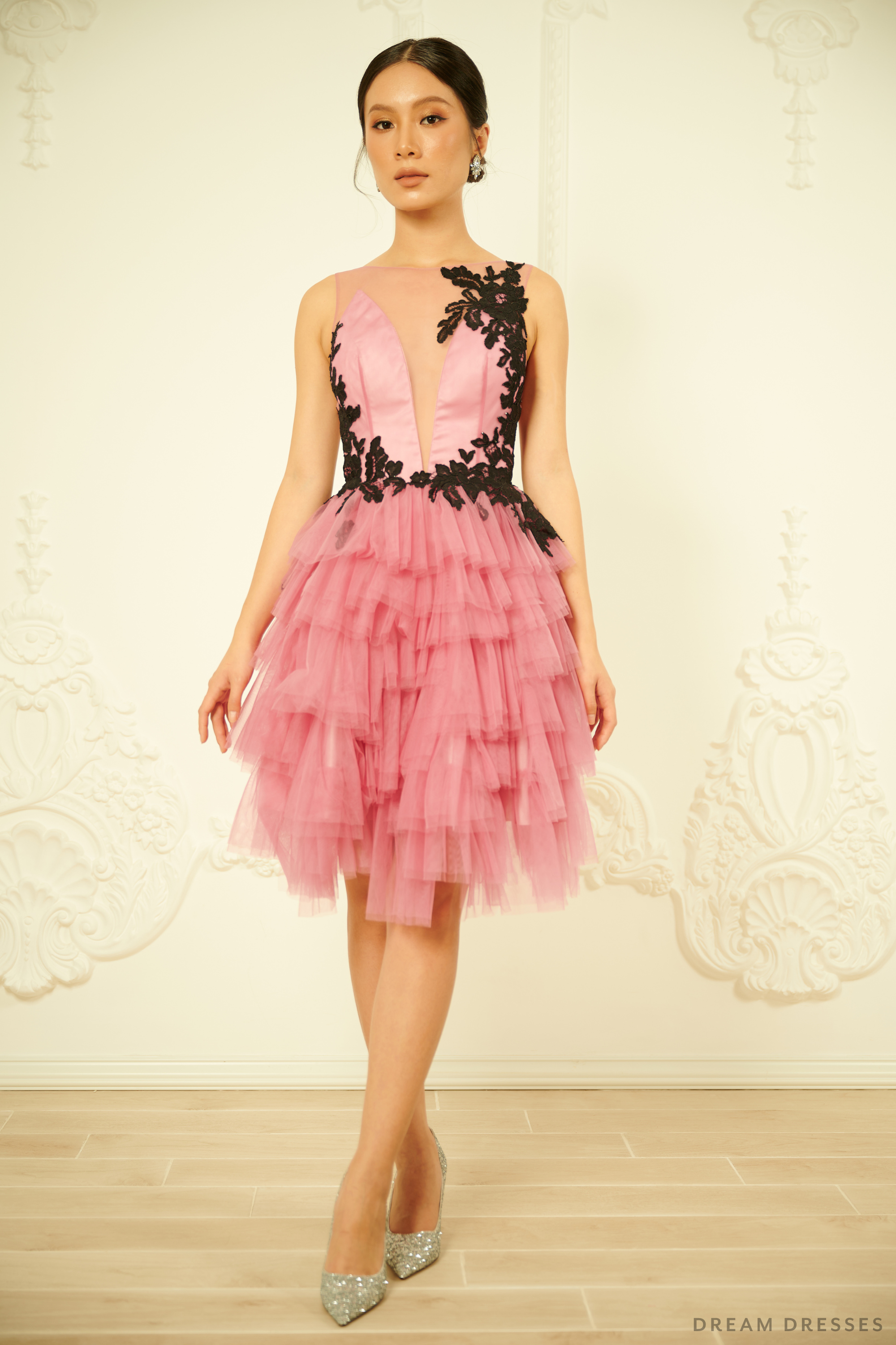 Pink Ruffle Cocktail Dress (#CRISTIANA)