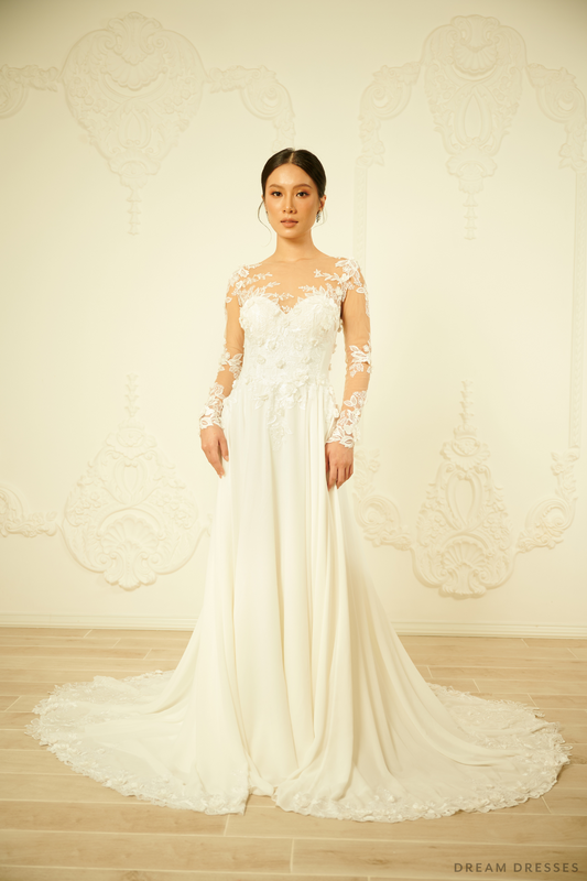 A-line Chiffon Wedding Dress (#CATERINA) - Dream Dresses by P.M.N.