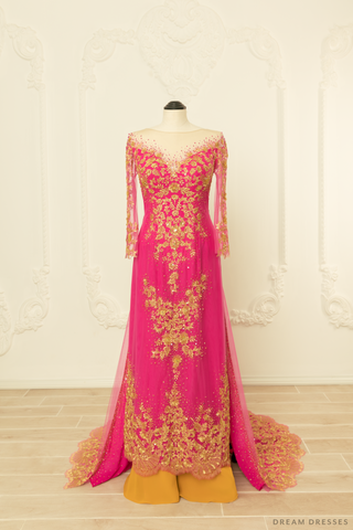 Pink Bridal Ao Dai | Vietnamese Bridal Dress (#MEILIN)