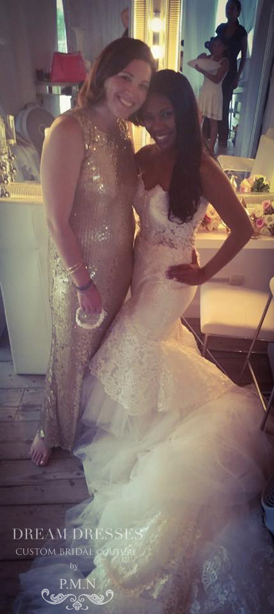 Lace Trumpet Wedding Dress With Four Layer Extended Long Train (Style # Chisa PB081) - Dream Dresses by P.M.N
 - 11