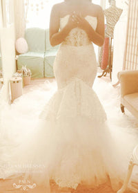 Lace Trumpet Wedding Dress With Four Layer Extended Long Train (Style # Chisa PB081) - Dream Dresses by P.M.N
 - 9