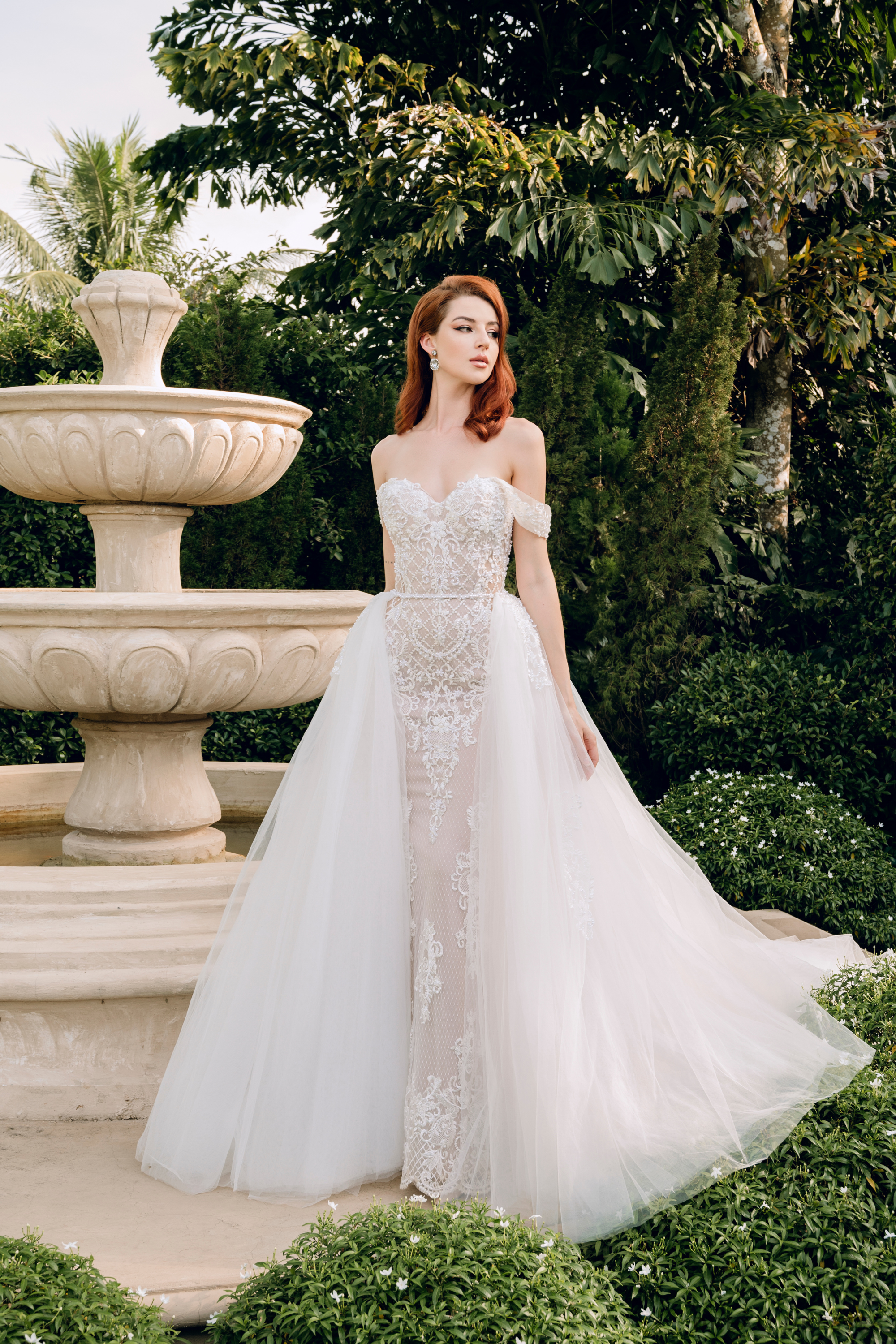 Blush Mermaid Wedding Dress with Removable Overskirt BELVA
