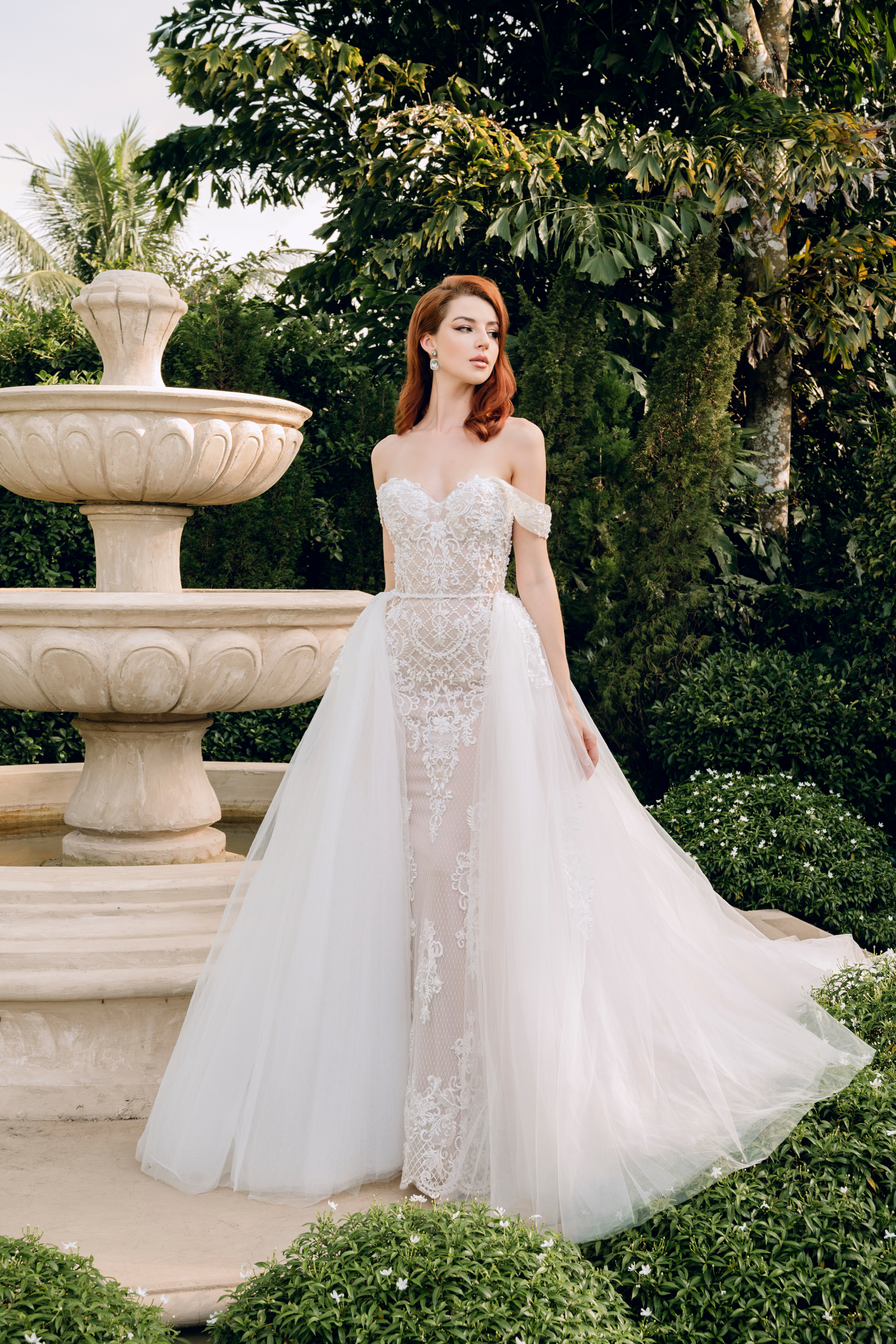 Blush Mermaid Wedding Dress with Removable Overskirt (#BELVA)